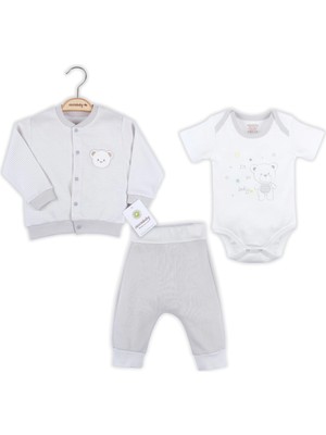 Beruflic Çizgili Bear Hırkalı % 100 Pamuk Erkek Bebek Takım