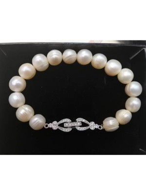 UltraMint Sevgililer Günü Özel 8 mm Inci Gümüş Bileklik 925 Ayar