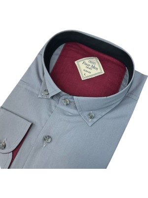 Eren Style Pamuklu Uzun Kollu Cepsiz Spor Gömlek (Slim Fit Kalıp)