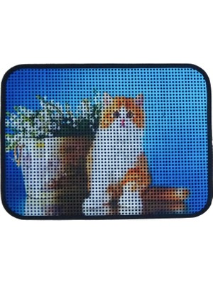 Delixa Elekli Desenli Kedi Tuvalet Önü Paspası 60 x 45 cm Saksı