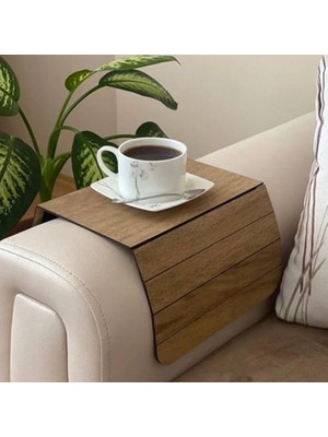 Delixa Xesha Ayarlanabilir Portatif Koltuk Kenar Ahşabı Yan Sehpa Koltuk Tepsisi Kolçak Sehpası