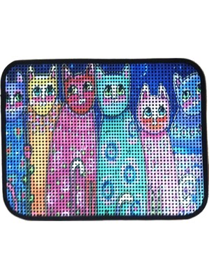 Delixa Elekli Desenli Kedi Tuvalet Önü Paspası 60 x 45 cm Altı Kedi
