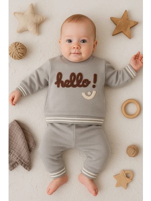 Beruflic Hello Nakışlı % 100 Pamuk 2'li Erkek Bebek Takım