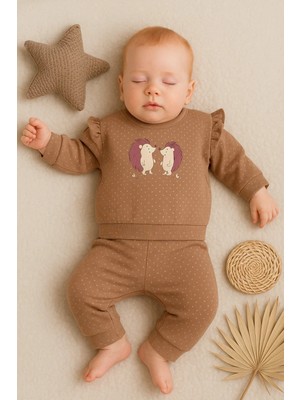 Beruflic Kirpi Nakışlı % 100 Pamuk 2'li Kız Bebek Takım