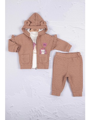 Beruflic Kirpi Nakışlı % 100 Pamuk 3'lü Kız Bebek Takım