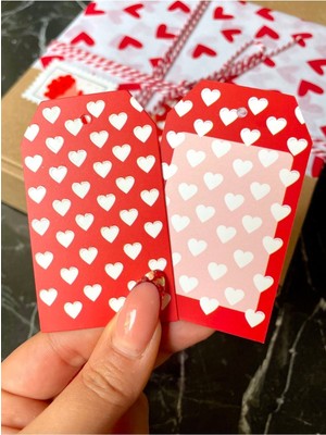 UltraMint Sevgililer Günü Temalı 25 Adet Çift Yönlü Delikli Etiket, 4,5x7,5cm