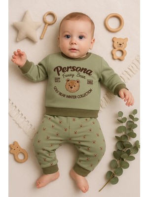 Beruflic Persona Bear Nakışlı % 100 Pamuk 2'li Erkek Bebek Takım