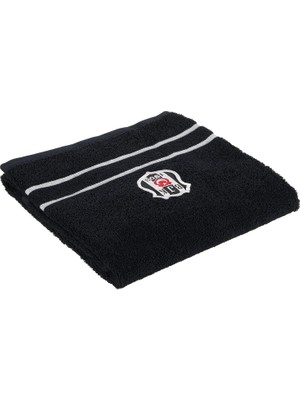 Delixa Beşiktaş Arma Lisanslı DÜZ%100 Pamuk Yüz Havlusu, Siyah, 50X90 cm