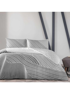 Delixa Crumbly Düz Pamuk Nevresim Takımı, Gri, Çift Kişilik