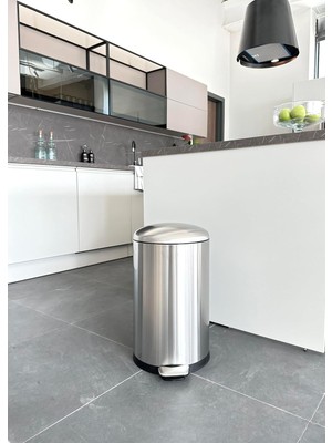 Delixa ME903006BOMBE Kapaklı Çelik Çöp Kovası 30LT Fırçalı, Siyah