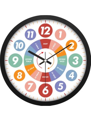 Delixa Öğretici Çocuklar Için Eğitici Duvar Saati 30 cm Akar Saniye Seesiz Mekanizma