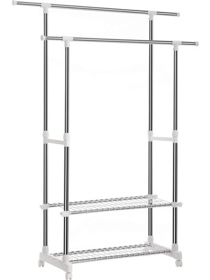 Delixa Elbise Askısı, 95-172 cm Ayarlanabilir 2 Ayakkabı Raflı, Paslanmaz Çelik Kaplama Borular, LLR03W