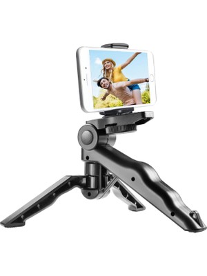 Delixa Tripod Modern Tasarım 3 Ayak Mini Kamera ve Telefon Tripodu + Döner Başlık Telefon Tutucu Hafif Taşı