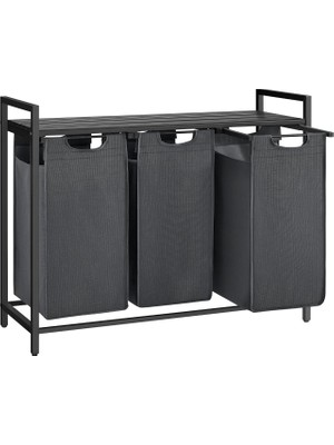 Delixa Çamaşır Sepeti 3 Bölmeli, Raflı Çamaşır Sepeti, Çamaşır , Oxford Kumaştan Çekilebilir Çamaşır Torbas