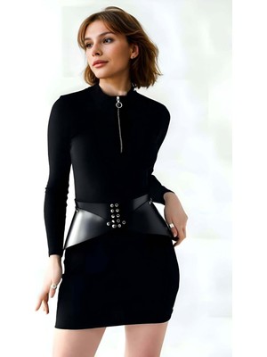 Şık Kadın Kemer, Tarz Kadın Kemer, Elbise Üstü Deri Korse Kemer - APFT873