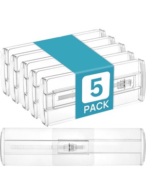 Delixa Şeffaf Plastik Çekmece Düzenleyici Organizer, Ayarlanabilir Kilitlenebilir , 5 Adet