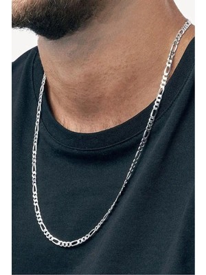 UltraMint Şık Erkek Çelik ve Gümüş Renk Zincir Kolye 5mm Sevgililer Günü Hediyesi