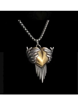 UltraMint Zarif Kalp Şekilli Melek Kanat Kolye, Trendy Takı ve Sevgililer Günü Hediye