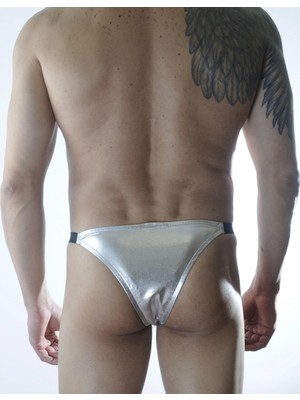 MiraLive Erkek Gümüş Lame Brazillian Slip