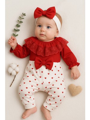 Beruflic Dantel Yaka Kız Bebek Tulumu % 100 Pamuk