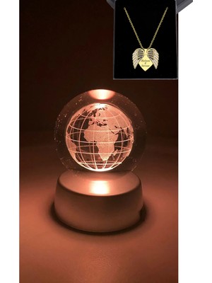 UltraMint Kişiye Özel Melek Kanadı Kolye ve Renk Değiştiren Lamba Seti