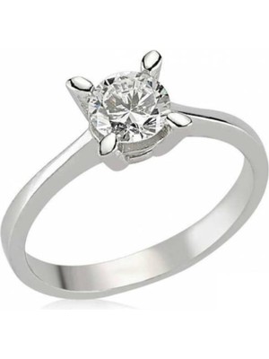 UltraMint Kadın Gümüş Pırlanta Tek Taş Zirkon Yüzük, Şıklık ve Zarafet Sunar