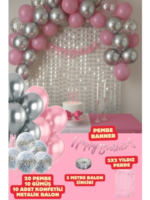 Baloncu Nene Happy Birthday Banner Balon Seti Arka Fon Konfetili Balon Doğum Günü Parti Süsleme Dekor