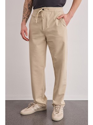JustBoga Erkek Baggy Rahat Kesim Relax Fit Beli Lastikli Bağcıklı  Örme Jogger Pantolon