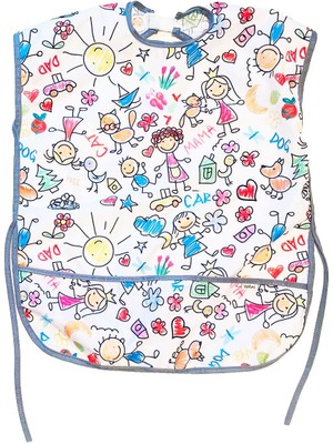 Delixa 3-6 Yaş, Family Kısa Kollu Sıvı Geçirmez Önlük, Makinede Yıkanabilir, Boya, Oyun ve Yemek Zamanı