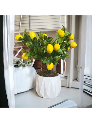 UltraMint El Yapımı Beton Saksıda Yapay Çiçek Aranjmanı Hediye