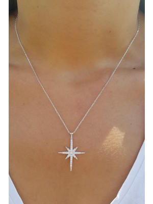 UltraMint 925 Ayar Gümüş Kutup Yıldızı Kadın Kolye, Sevgililer Günü Hediyesi