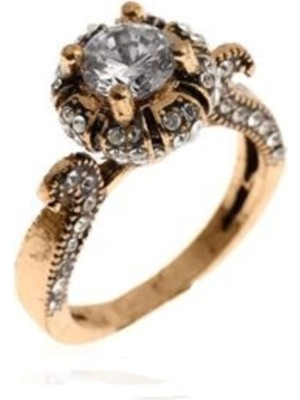 UltraMint Şık Kadın Altın Prenses Elmas Montür Tek Taş Yüzük