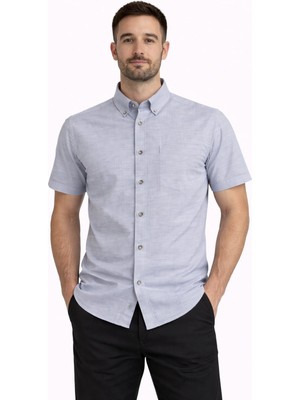 Modaplaza Erkek Keten Armürlü Kısa Kol Gömlek