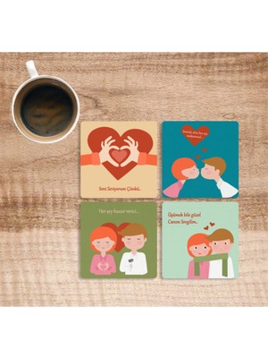 UltraMint Sevgililer Günü Için Dekoratif Mdf Bardak Atma Hediye Seti