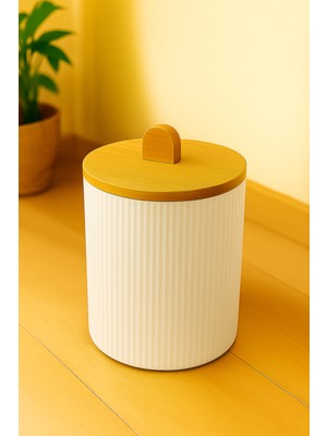 Bambu Kapaklı 8 Lt Çöp Kovası, Şık ve Doğal Mutfak Temizliği Için
