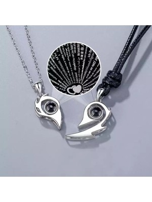 UltraMint Sevgililer Günü Manyetik Projeksiyon Kolyesi, 100 Dilde Seni Seviyorum