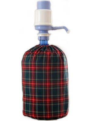 Delixa Çizgikare Yeşil Kırmızı Ekoseli Damacana Kılıfı