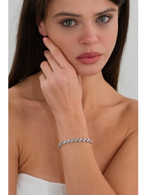 UltraMint Zirkon Taşlı Yaprak Motifli Şık Bileklik, Sevgililer Günü Hediye