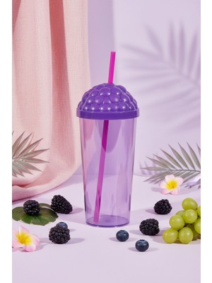 Üzüm Pipetli Bardak – 700 Ml, Renkli ve Pratik