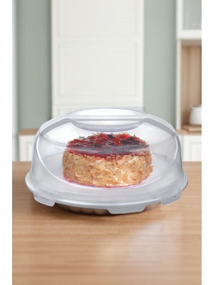 Delixa Melkan Home Kek Fanusu & Pasta Fanusu Kilitli Kapaklı Kek Fanusu 7 Litre Krem Krem