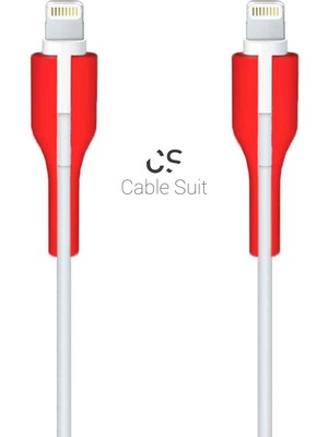Delixa Cable Suit iPhone Lighting, Kablo Koruyucu, Konnektör 2’li (Kırmızı)