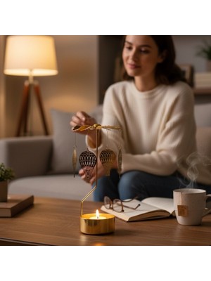 Keyfim Shop Isı Ile Dönen Dekoratif Daldaki Kuş Tasarımlı Metal Tealight Mumluk