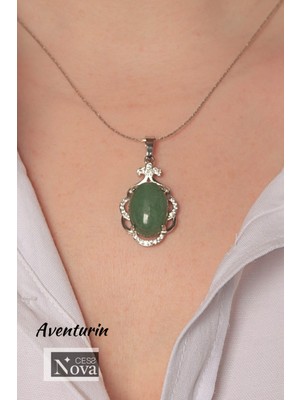 UltraMint Oval Taş ve Zirkon Taşlı, Sertifikalı Zarif Kolye, Özel Gün Hediyesi