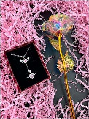 UltraMint Kanatlı Kolye ve Sonsuzluk Yüzüğü Seti, Sevgililer Günü Hediye Paketi