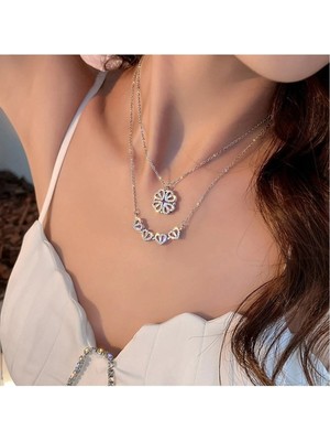 UltraMint Zirkon Taşlı Kalpli Yonca Kolye, Sevgililer Günü Için Şık Hediye