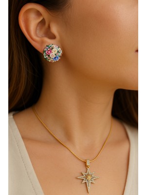 UltraMint Parlak Taşlı Yıldız Kolye, Sevgililer Gününe Özel Hediye