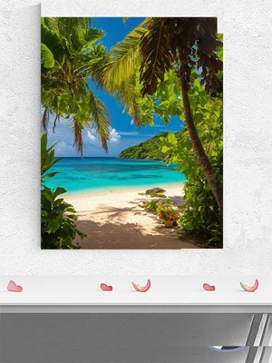 Delixa Bora Bora Adası Bungalov Manzaralı Poster, Tropikal Cennet Temalı Duvar Dekoru