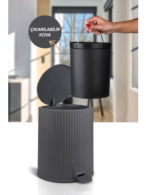 Antrasit Pedallı Çöp Kutusu, Pratik ve Şık Ev ve Ofis Kullanımı
