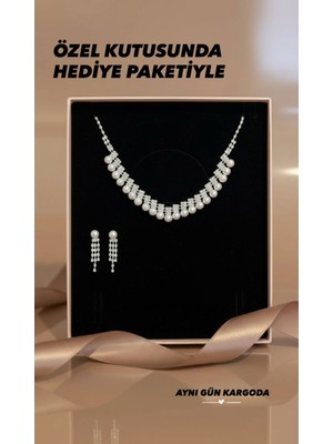 UltraMint Sevgililer Günü Için Gümüş Kaplama Takı Seti Kolye ve Küpe