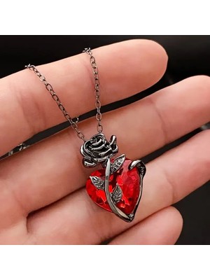 UltraMint Romantik Güllü Kalp Kolye, Sevgi ve Anlam Dolu Hediyeler